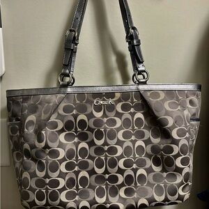 Coach Monogram Tote/Shoulder Bag - Gray and Silver